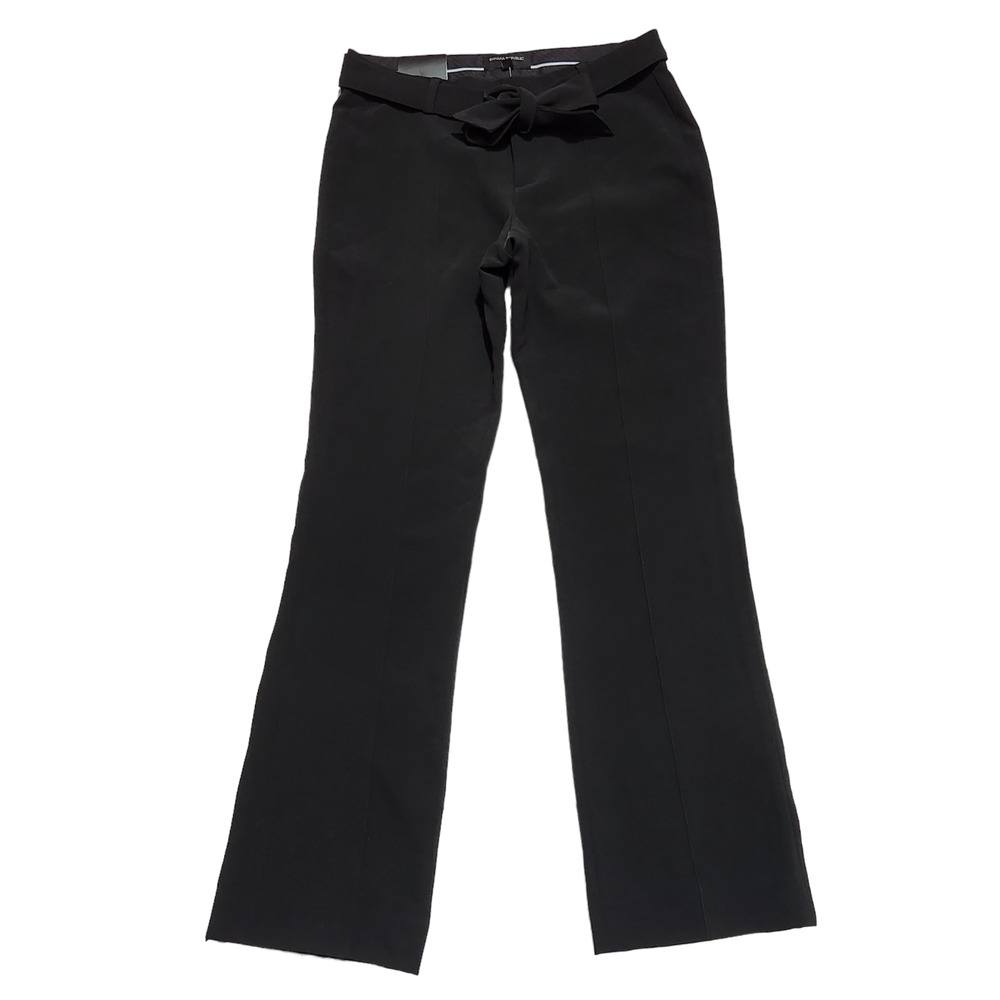 Banana Republic Womens Dress Pants Size 4 Solid Black Logan Tie Waist Flare Leg